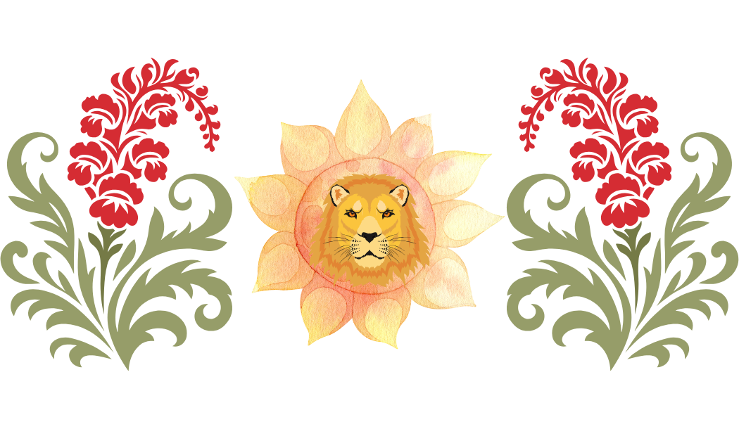 Löwe und Blume Grafik Icon